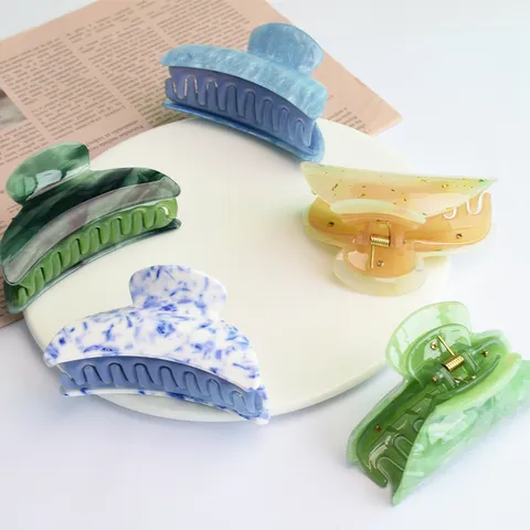 Molla per Capelli in Acrilico Taglia Media Motivo Marmo Nebbioso Tartarugato per Donna Accessori per Capelli