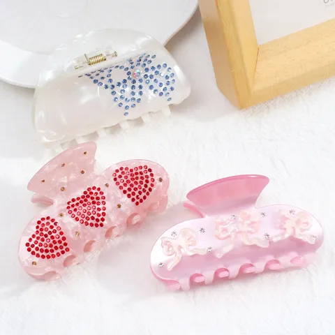 Dolce Pinza a Granchio per Capelli in Acrilico con Strass Carino Farfalla Cuore Nuvola Fiocco Accessori per Capelli da Donna per Acconciature Quotidiane
