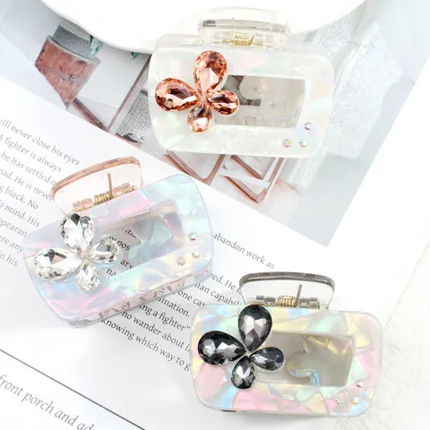 Molletta per Capelli a Farfalla con Strass Vintage per Donna Pinza a Squalo Floreale in PVC Elegante Accessorio per Capelli Strumento Retro