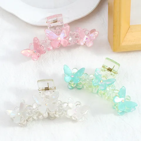Pinza per Capelli a Farfalla in PVC Vintage Elegante Morsetto per Capelli con Fiori e Strass Accessori per Capelli da Donna