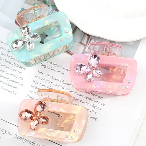Molletta per Capelli a Farfalla con Strass Vintage per Donna Pinza a Squalo Floreale in PVC Elegante Accessorio per Capelli Strumento Retro