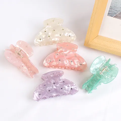 Pinza a Granchio in Acrilico con Strass di Moda Elegante Fermaglio per Capelli Luccicante Forcine Medie Accessori Capelli Donna