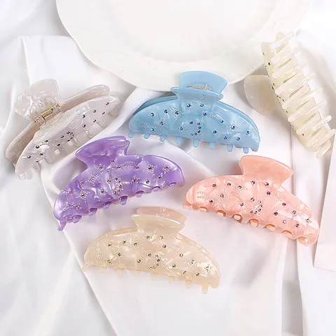 Pinza per Capelli in Acetato con Strass da Donna Stile Coreano Motivo a Stelle Clip Elegante Grande Accessori per Acconciature Quotidiane