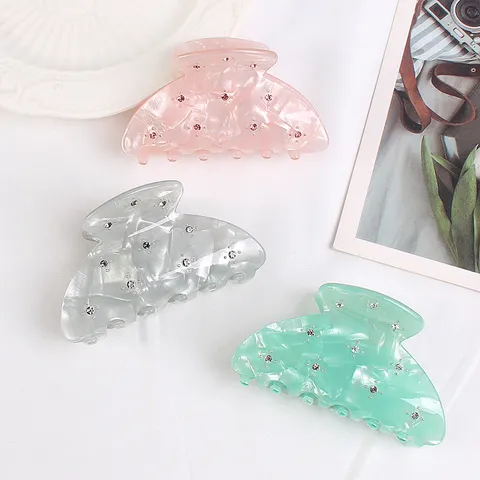 Pinza a Granchio in Acrilico con Strass di Moda Elegante Fermaglio per Capelli Luccicante Forcine Medie Accessori Capelli Donna