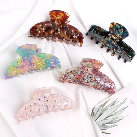 Pinza per Capelli in Acetato con Strass da Donna Stile Coreano Motivo a Stelle Clip Elegante Grande Accessori per Acconciature Quotidiane