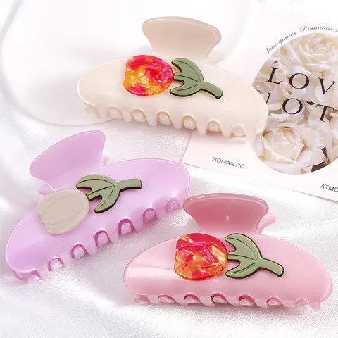 Grandi Pinze per Capelli a Fiore di Tulipano Minimalista PVC Artigli per Capelli Eleganti Accessori per Capelli Floreali per Donna Ragazza
