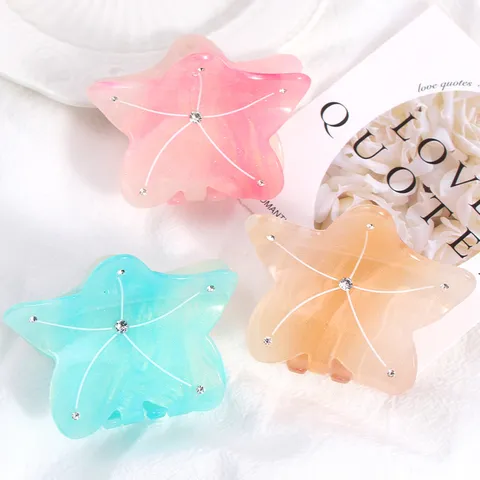 Pinza per Capelli a Forma di Stella Marina in Acrilico Con Strass Carino Animale Marino Clip per Capelli Dolce Accessori per Donne Ragazze