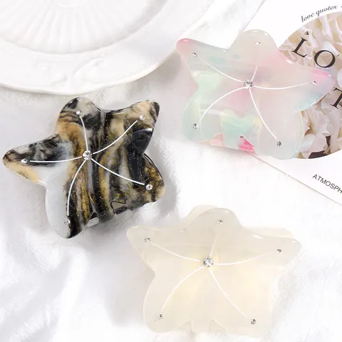 Pinza per Capelli a Forma di Stella Marina in Acrilico Con Strass Carino Animale Marino Clip per Capelli Dolce Accessori per Donne Ragazze