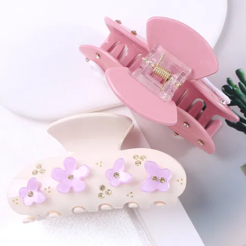 Pinza de Pelo de Acrílico con Strass Elegante Flor Mariposa Lazo Pinzas de Pelo Tocado de Cristal Brillante para Niñas Mujeres Accesorios Diarios para Peinado