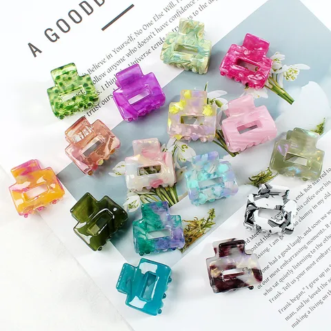 Molla per Capelli in Acetato Geometrica Coreana Motivo Marmorizzato Retrò Mini Clip per Capelli Donna Accessori Moda