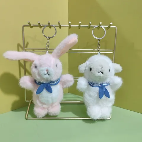 Cute Animal Plush Toy Keychain Cartoon Penguin Rabbit Sheep Monkey Bag Pendant Stuffed Doll Key Ring Gift
