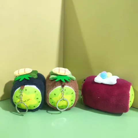 Cute Cylindrical Bread Pendant Plush Toy Swiss Roll Doll Backpack Hanging Ornament Keychain Stuffed Animal Toy