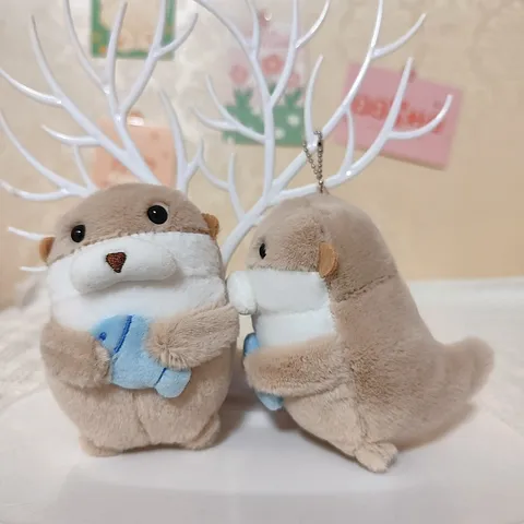Süßes Fluschiges Seeotter Plüschtier Anhänger Gestopftes Tier Puppe Tasche Hängendes Ornament Cartoon Schlüsselanhänger