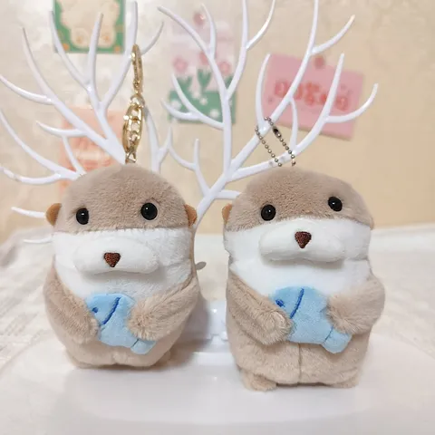 Süßes Fluschiges Seeotter Plüschtier Anhänger Gestopftes Tier Puppe Tasche Hängendes Ornament Cartoon Schlüsselanhänger