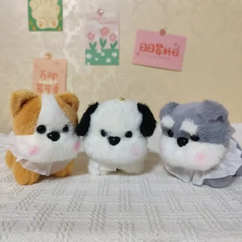 Süßes Simuliertes Welpen Plüschtier Anhänger Schlüsselanhänger Flauschiger Hund Plüschtier Puppe Tasche Hängendes Ornament Schlüsselring Geschenk