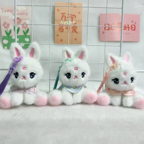 Süßes Guochao Kaninchen Plüsch Schlüsselanhänger Tasche Anhänger Traditioneller Chinesischer Stil Stofftier Puppe Spielzeug Geschenk