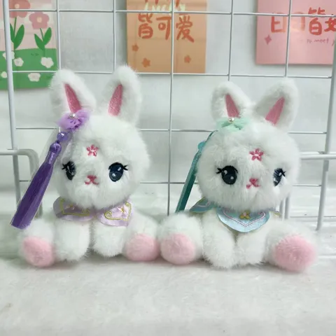 Süßes Guochao Kaninchen Plüsch Schlüsselanhänger Tasche Anhänger Traditioneller Chinesischer Stil Stofftier Puppe Spielzeug Geschenk