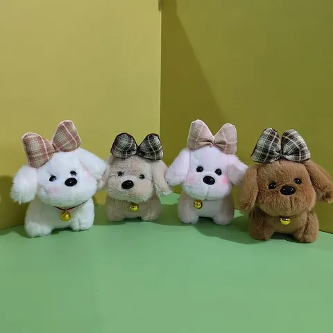Carino Fiocco Cucciolo Peluche Giocattolo Pendente Campanella Dorata Portachiavi Peluche