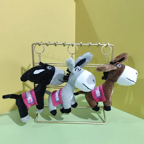 Süßer Kleiner Esel Plüschtier Schlüsselanhänger Weiches Kuscheltier Tasche Anhänger Cartoon Schlüsselring Geburtstagsgeschenk Für Frauen Kinder