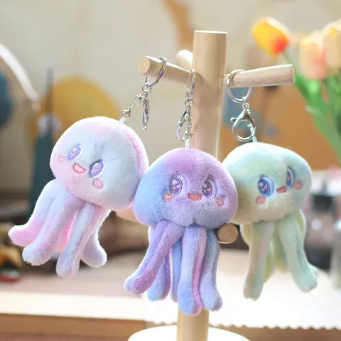 Cute Marine Animal Jellyfish Pendant Plush Toy Octopus Stuffed Doll Bag Hanging Ornament Keychain Kawaii Toy Gift