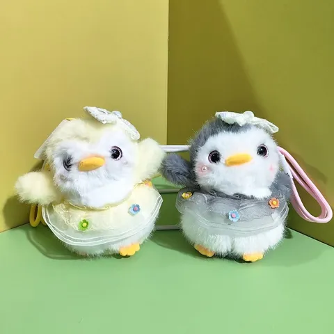 Carino Pinguino Peluche Giocattolo Animale Imbottito Bambola Cartone Animato Gonna in Tulle Ciondolo Borsa Portachiavi