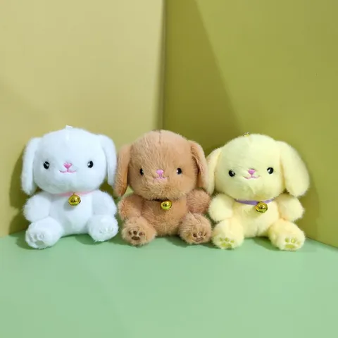 Cute Puppy Plush Toy Doll Pendant With Bell Soft Stuffed Animal Bag Charm Keychain Kids Birthday Gift
