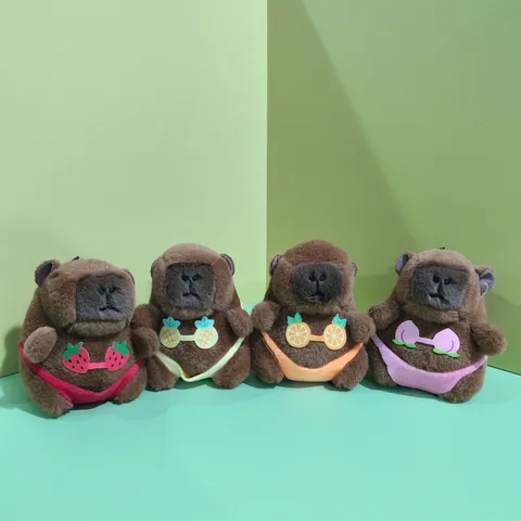 Cute Fruit Bikini Capybara Plush Toy Pendant Soft Stuffed Animal Doll Bag Charm Keychain For Women