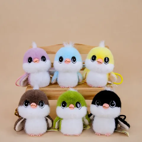 Cute Stuffed Tit Bird Plush Toy Pendant Soft Animal Doll Keychains Birthday Gift Companion Bag Decor