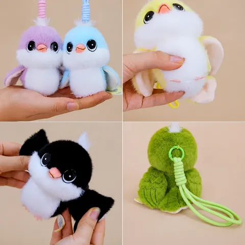 Cute Stuffed Tit Bird Plush Toy Pendant Soft Animal Doll Keychains Birthday Gift Companion Bag Decor