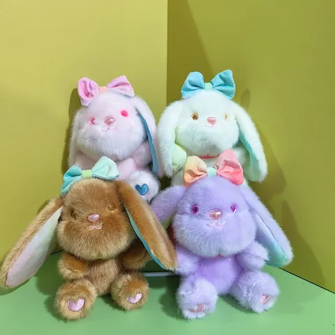Süße Schleife Hase Plüschtier Schlüsselanhänger Weiches Kuscheltier Tasche Anhänger Cartoon Kaninchen Schlüsselring Geschenk