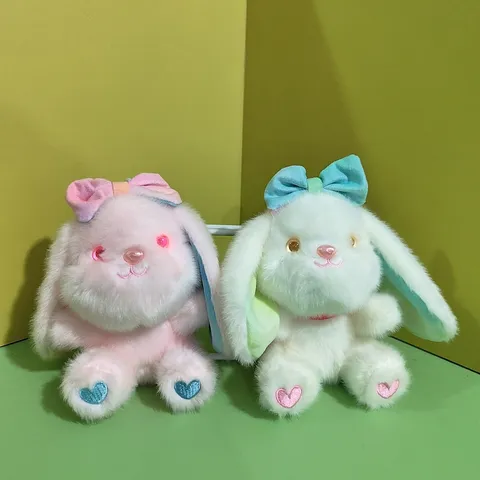 Süße Schleife Hase Plüschtier Schlüsselanhänger Weiches Kuscheltier Tasche Anhänger Cartoon Kaninchen Schlüsselring Geschenk