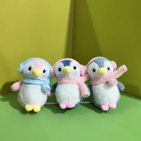 Cute Headphone Penguin Plush Pendant Keychain Soft Stuffed Animal Doll Bag Hanging Ornament Gift For Kids