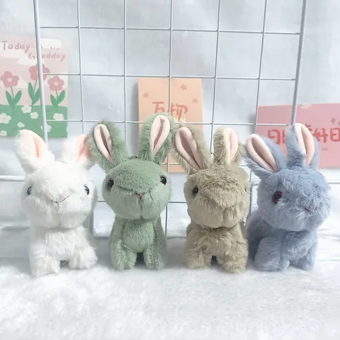 Cute Simulation Rabbit Plush Toy Doll Bag Pendant Keychain Fluffy Stuffed Animal Toy Key Ring