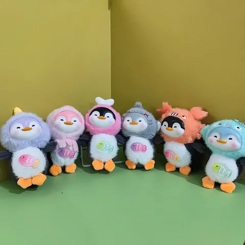 Cute Vinyl Plush Penguin Pendant Cartoon Bag Charm Keychain Doll Stuffed Animal Toy Fluffy Decoration Gift