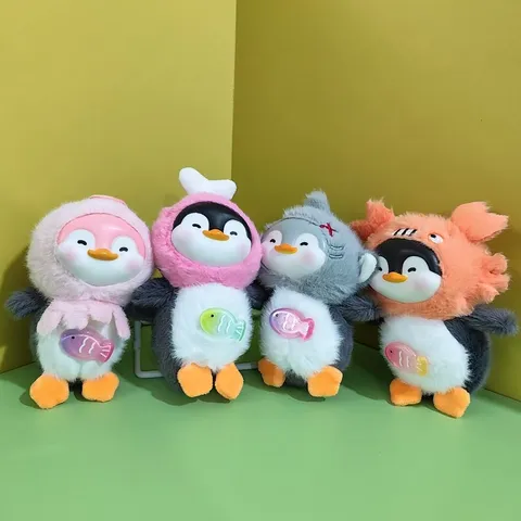 Cute Vinyl Plush Penguin Pendant Cartoon Bag Charm Keychain Doll Stuffed Animal Toy Fluffy Decoration Gift