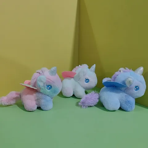 Cute Iridescent Unicorn Plush Toy Keychain Fluffy Pony Stuffed Animal Bag Charm Cute Cartoon Animal Pendant Gift For Kids