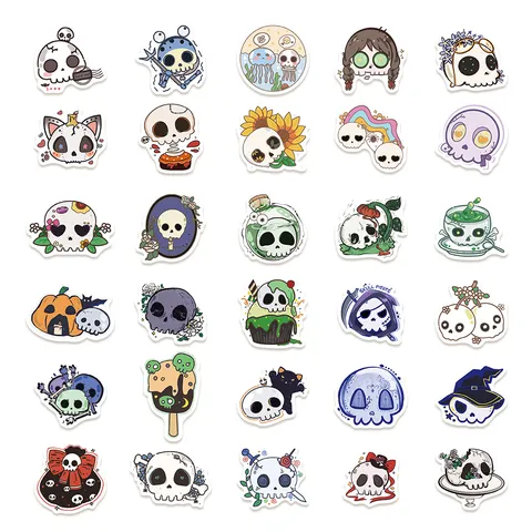 Halloween Groovy Skull Autocollants Imperméables Stickers Mignon Dessin Animé Pack Pour Bagage Bouteille D'eau Décoration de Journal
