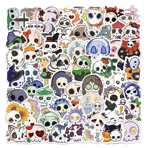 Halloween Groovy Skull Autocollants Imperméables Stickers Mignon Dessin Animé Pack Pour Bagage Bouteille D'eau Décoration de Journal