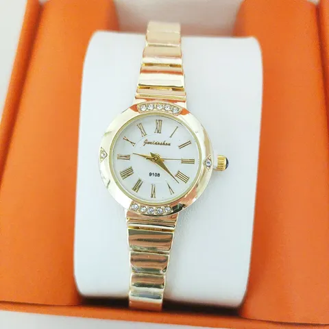 Elegante Orologio da Donna in Lega con Strass Moda Minimalista Quadrante Tondo con Numeri Romani Orologio al Quarzo Analogico da Donna per Regalo Quotidiano