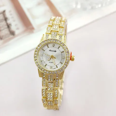 Luxury Rhinestone Women Quartz Watch Fashion Alloy Steel Band Inlaid Diamond Ladies Wristwatch Elegant Dress Wrist Watch
