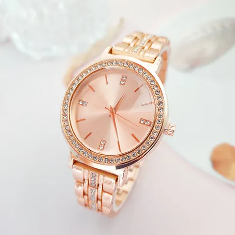 Mode Unisex Quartz Horloge Volledige Strass Ingelegde Legering Stalen Band Luxe Bling Analoge Polshorloge Elegante Jurk Sieraden Horloge
