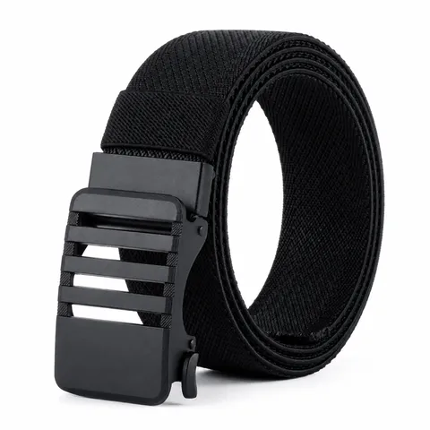 Outdoor Tactical Stretch Woven Belt Men Casual Automatic Buckle Breathable Nylon Canvas Belt Fashion Business Waistband