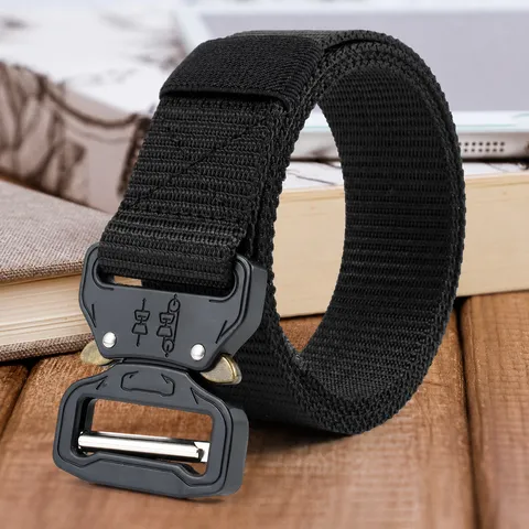 Tactical Belt Quick Release Metal Buckle Heavy Duty Nylon Webbing Outdoor Sports Combat Training Belt