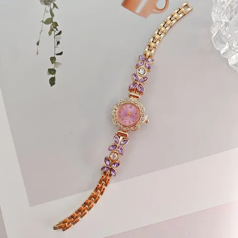 Elegante Damen Quarz Armbanduhr Gold Silber Strass Blütenblatt Design Analoguhr Luxus Mode Schmuck Uhr Geschenk für Damen