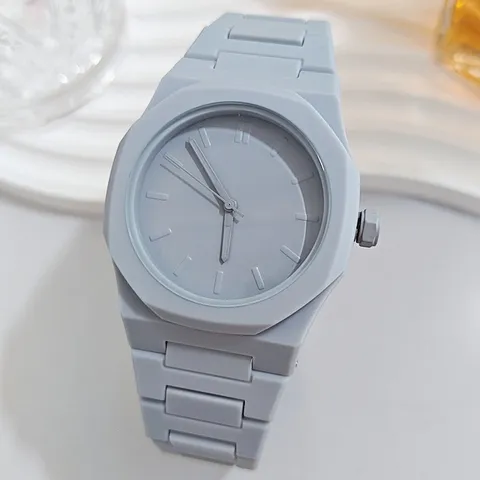 Orologio al Quarzo in Plastica con Ghiera Ottagonale Unisex Stile Dopamina Minimalista Cinturino in Resina Analogico Moda