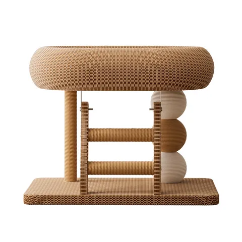 Modern Minimalist Sisal Cat Tree With Condo Scratching Post Climbing Ladder Hanging Ball Toy Durable Pet Play House Indoor