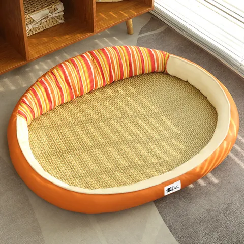 Summer Pet Cooling Mat Bed For Cats And Small Dogs Breathable Rattan Mat PP Cotton Filled Washable Nest Pet Supplies