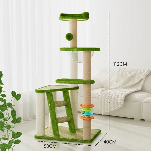 Multi-Layer Cat Tree Tower With Sisal Scratching Posts Cooling Mat Transparent Space Capsule Cat Climbing Frame