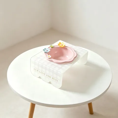 Elevated Pet Slow Feeder Ceramic Cat Bowl Dog Bowl With Stand Cute Floral Neck Protection Pet Feeding Bowl For Cats Dogs