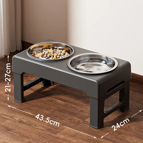 Elevated Dog Bowl Raised Pet Food Water Station With Stainless Steel Bowls Adjustable Height Slow Feeder For Large Dogs